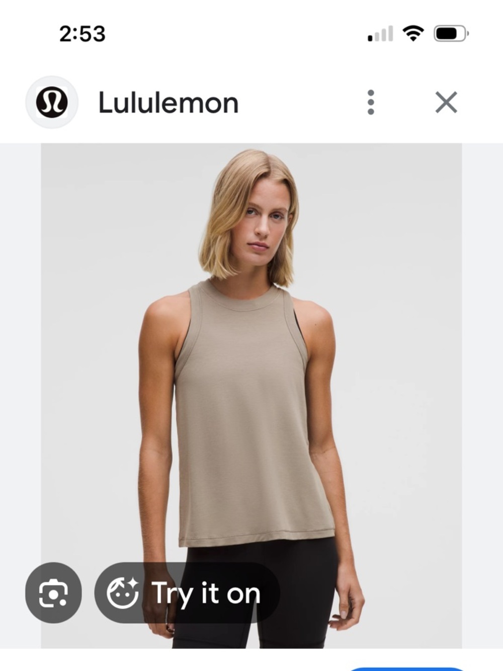 lululemon athletica Jersey training tank in taupe-gray size 10